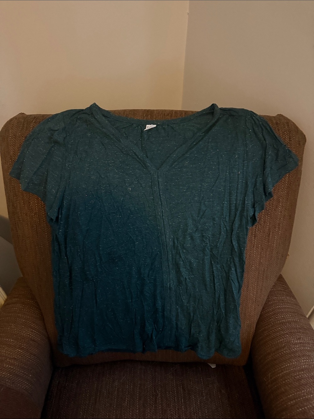 Old Navy Teal Short-Sleeve V-Neck Top